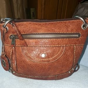 Fossil Long Live Vintage brown leather crossbody bag.